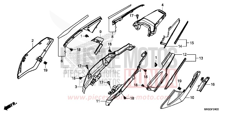 COUVERCLE LATERAL (1) de Africa Twin DCT GRAND PRIX RED (R380B) 2020